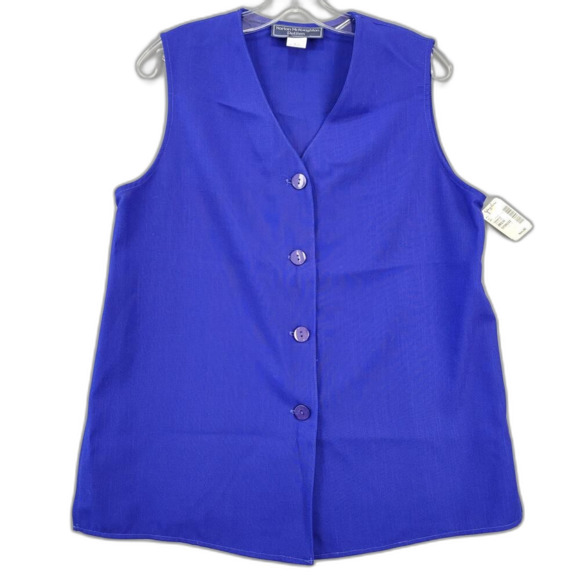 Norton McNaughton Tops - Norton McNaughton Blue Shirt Sleeveless Buttons Blouse NEW $44 Women's 12 Petite